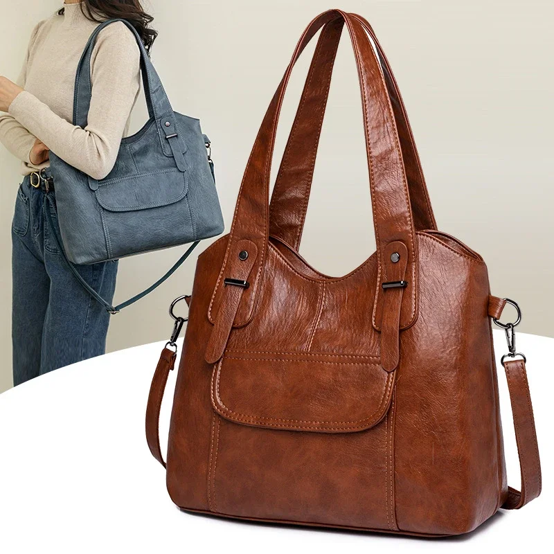 sac à main en cuir de bonne qualité pour femmes, sacs à bandoulière de marque de styliste, fourre tout de grande capacité, sac à main décontracté pour commte