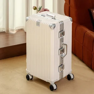 Bagage de voyage grande capacité valise trolley à cadre en aluminium renforcé de 28 pouces valise à main de 20 pouces avec roues silencieuses