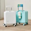 petit bagage de 14 pouces peut sortir sur l'avion sans vérifier, avec verrouillage par mot de passe, valise en cuir, boîtier de chariot de voyage