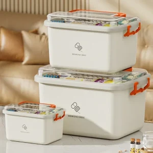 Boîte à médicaments de grande capacité, Kit médical Portable de premiers secours à domicile, boîte à médicaments d&rsquo;urgence familiale avec étui de stockage de médicaments multicouche