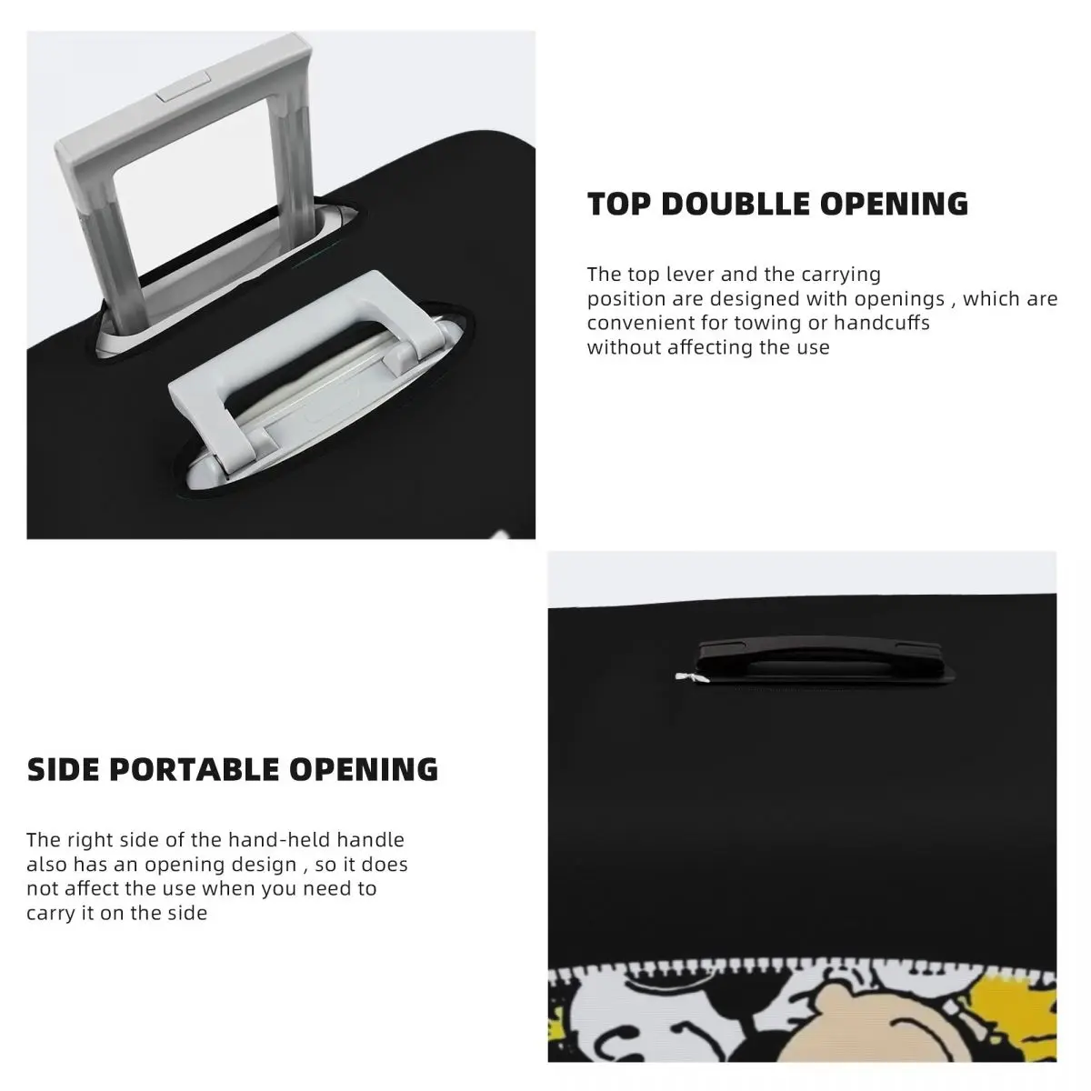 housse de bagage de dessin animé personnalisé s snoopys, housses de protection élastiques pour valise de voyage, convient à 18 à 32 pouces