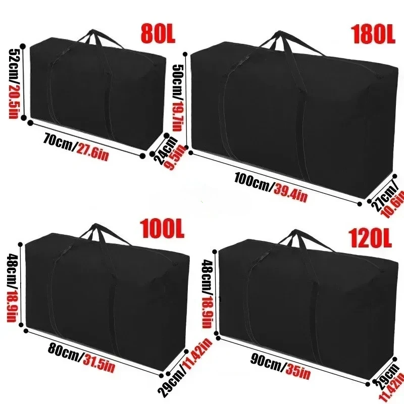 grands sacs à bagages mobiles étanches 80/100/120/180l, sacs en tissu polyester oxford, sac de rangement lourd de qualité supérieure, voyage