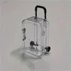 mini boîtes de rangement de valise en plastique transparent, 12 pièces, avec roues rétractables, organisateur de collations de bijoux