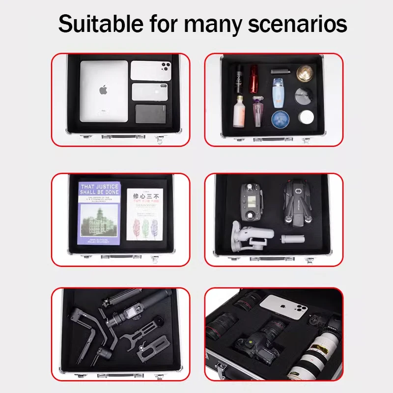 boîte à outils en aluminium, valise portable avec mot de passe, équipement, étui rigide, boîte à outils de protection de sécurité pour instruments, organisateur