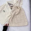 sac de shopping vintage tricoté pour femmes, sac à bandoulière fait à la main en crochet, sac à main ample ajouré pour le shopping décontracté pour femmes