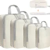 4 ensembles de Cubes d’emballage à Compression extensibles pour valise, ensemble de sacs de rangement de bagages peu encombrants, essentiels de voyage légers 4 ensembles de Cubes d’emballage à Compression extensibles pour valise, ensemble de sacs de rangement de bagages peu encombrants, essentiels de voyage légers