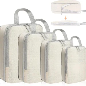 4 ensembles de Cubes d’emballage à Compression extensibles pour valise, ensemble de sacs de rangement de bagages peu encombrants, essentiels de voyage légers 4 ensembles de Cubes d’emballage à Compression extensibles pour valise, ensemble de sacs de rangement de bagages peu encombrants, essentiels de voyage légers
