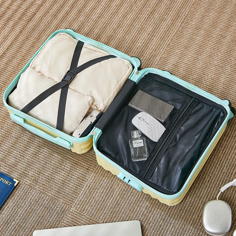 bagage portable de 14 pouces avec 3 poignées d'extension, sac à main, valise de voyage légère avec tasse et support pour téléphone