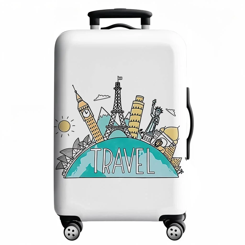 housse de protection élastique pour bagages, combinaison à fermeture éclair pour carte du monde, pour sac de 18 à 32 pouces, housse de valise, housse de chariot, accessoires de voyage