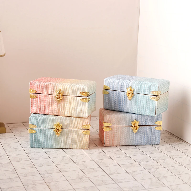 valise l'inventaire en cuir vintage, boîte à bagages, boîte de rangement, décor de modèle de maison, accessoires de maison de beurre de jouet, 1:12 courses
