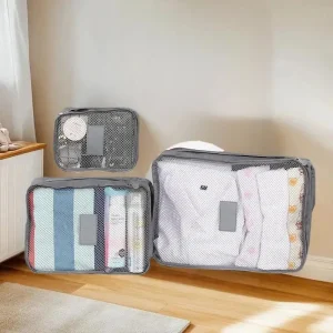 Organisateur de voyage de grande taille 6 pièces, valise Portable, sac de maquillage pour vêtements et chaussures, organisateur de bagages, sac de rangement de voyage