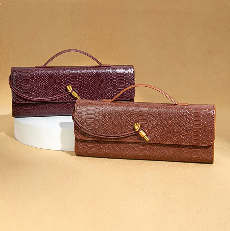 sac à poignée supérieure design de luxe pour femmes, sac à main de soirée long, sacs à bandoulière motif crocodile, tenues à la mode