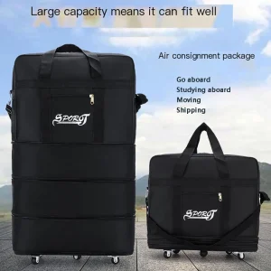 Pack de voyage roues pour femmes hommes extensible pliable chariot bagages polyvalent valise noire pour voyage week-end sac de nuit Pack de voyage roues pour femmes hommes extensible pliable chariot bagages polyvalent valise noire pour voyage week-end sac de nuit