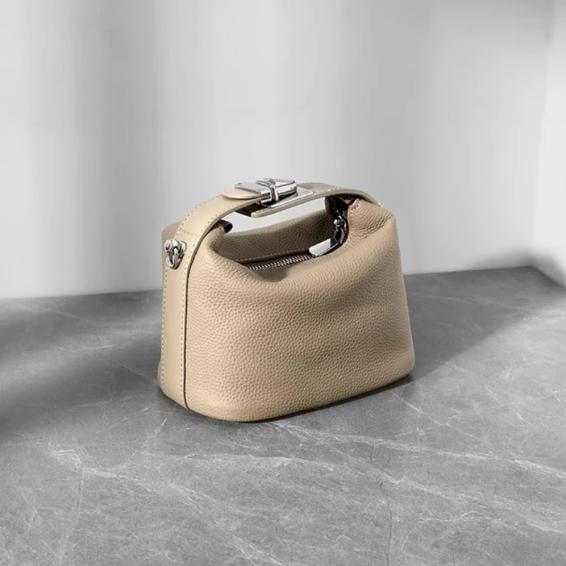 sac à main de luxe en cuir véritable pour femme, cuir de vachette mars, serrure argentée, petit sac initié, tendance, haute qualité, nouveau, mode 2025