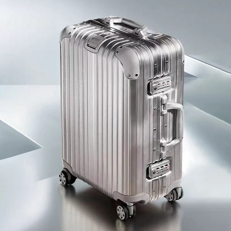 valise à roulettes en aluminium 100%, valise à roulettes en métal, bagage à main, cabine de voyage, 20 ", 24", 28/30" valise voyage