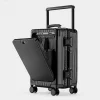 valise voyage à large poignée avec porte gobelet usb, bagages à ouverture avant, valise cabine de 20/26 pouces, sacs de voyage à main, valise à roulettes avec mot de passe, nouveau