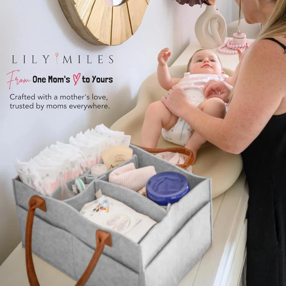 panier de rangement en feutre pour bébé, panier de rangement pour pépinière, sac à couches pour nourrissons avec poignée, porte mouche à langer pour enfants, grande poche