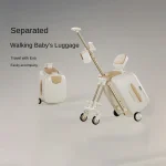 Valise de voyage pour enfants, porte-monnaie avec mot de passe de 20 pouces, avec porte-gobelet, biellette de direction détachable, bagages pour bébé, nouvelle collection 2025