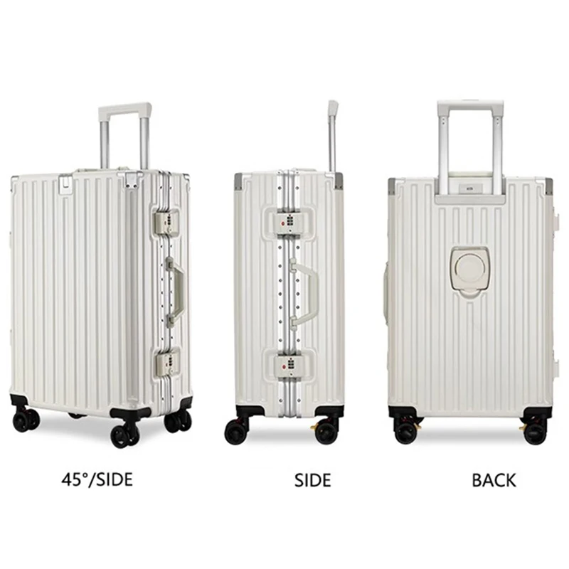 valise multifonction frein roue bagages avec chargement usb cadre en aluminium valise cabine de voyage mâle et femelle transporteur 28 pouces