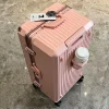 valise de voyage de grande capacité avec cadre en aluminium, Étui à tige de traction 24/28/32 pouces, avec porte gobelet