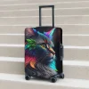 Housse de valise tête de chat mignon, étui de bagage élastique animal abstrait de vacances, protection de voyage