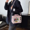 dessin animé mignon sacs à main pour femmes drôle rétro tv transparent carré sac mode cuir personnalisé créatif sac à bandoulière femme