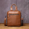 sac à main en cuir véritable pour hommes, style vertical, sac à bandoulière à la mode, couche supérieure en peau de vache, porte documents à fermeture éclair fait à la main