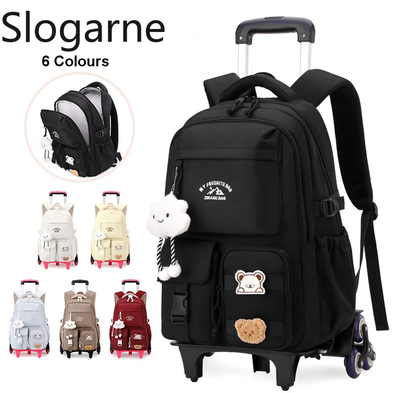 2025 enfants sac à dos à roulettes étudiants cartable sacs à dos roulants sac enfants école chariot bookbag filles sac d'école avec roues