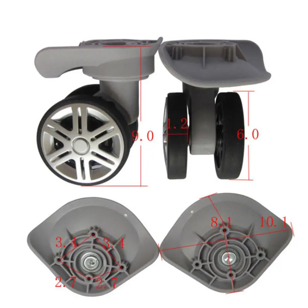 roues de valise silencieuses de remplacement, 2 pièces, roulettes pivotantes à 360 degrés, accessoires de valises, chariot de réparation, roues en caoutchouc