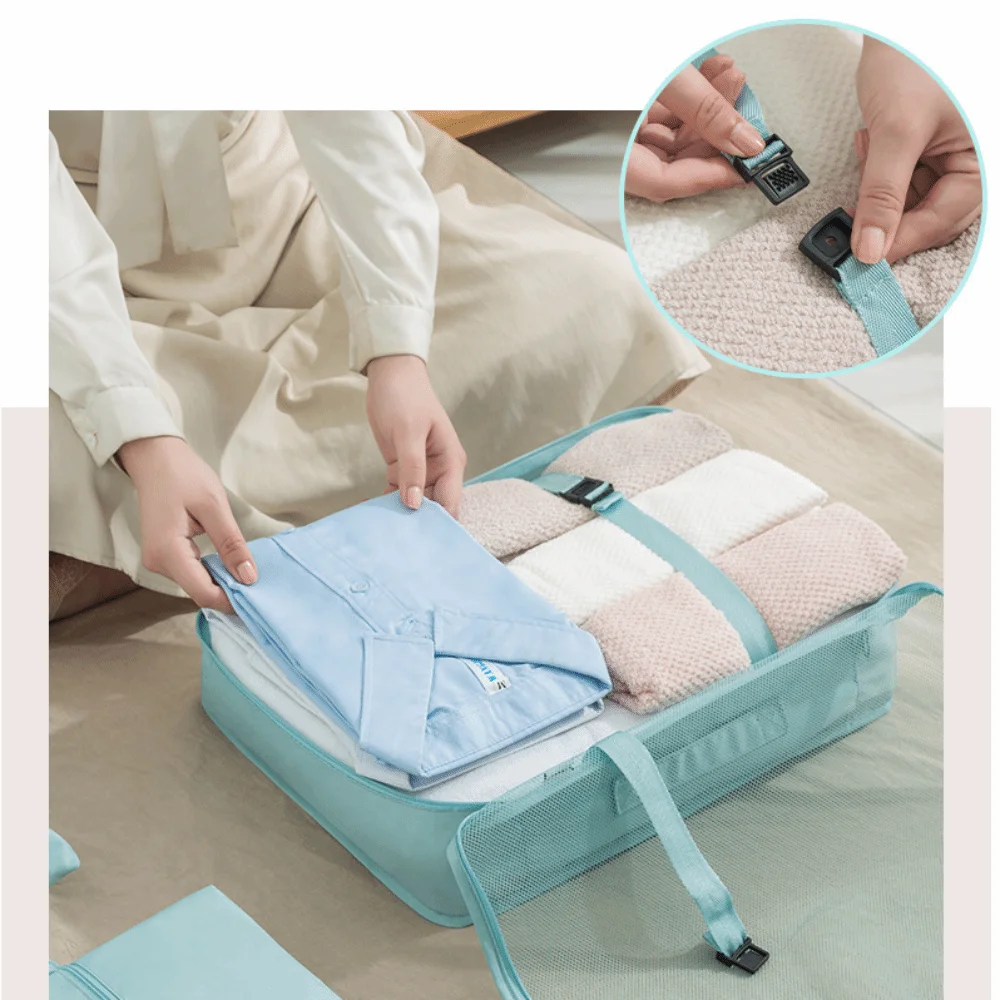 7 pièces/ensemble grande capacité organisateur de voyage sacs de rangement valise pliante étanche cubes d'emballage ensemble étuis portables