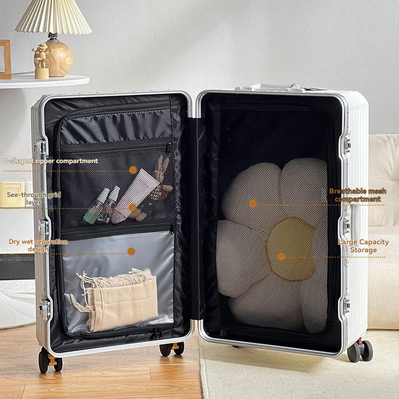 valise à poignée épaisse pour étudiants de grande capacité de 28 pouces pour filles, valise de voyage à cadre en aluminium de 26 pouces pour hommes