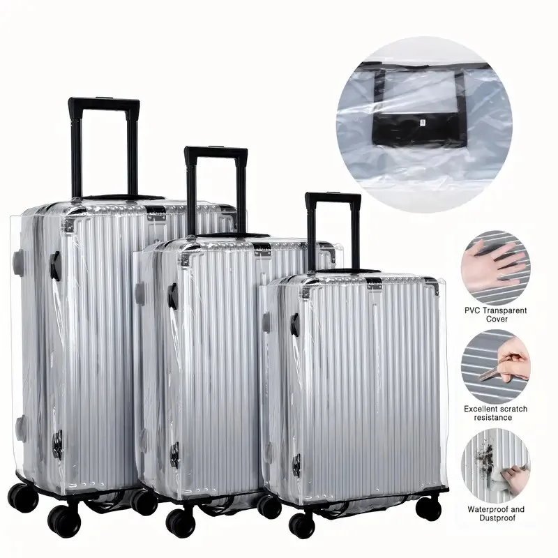 Protecteur de couverture de valise en PVC de 18 à 30 pouces, housse de bagage transparente, valise à roulettes étanche, manchon anti-poussière, accessoire de voyage Protecteur de couverture de valise en PVC de 18 à 30 pouces, housse de bagage transparente, valise à roulettes étanche, manchon anti-poussière, accessoire de voyage