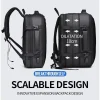 sac à dos extensible de grande capacité pour hommes, sac de voyage d'affaires pour ordinateur portable 15.6 pouces, étanche, chargeur usb, bagages de camping