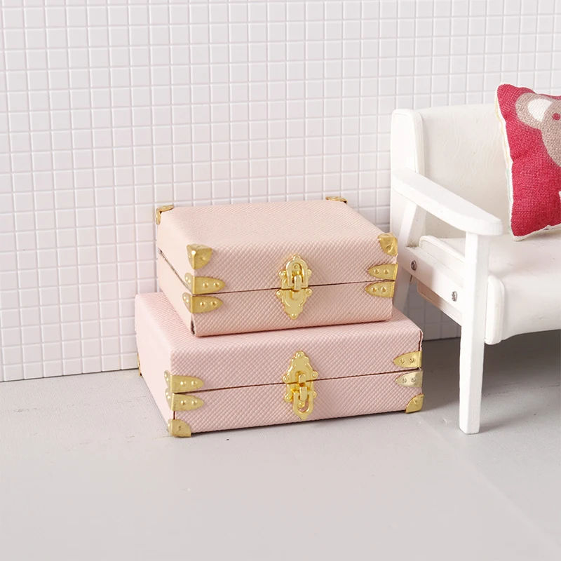 mini valise miniature en cuir vintage, 1:12, boîte de rangement, modèle de maison, décoration de bureau, micro scène
