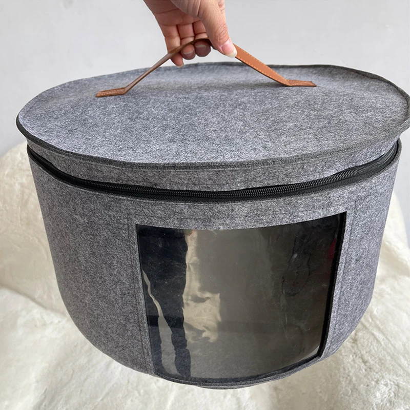 boîte de rangement de grande capacité avec couvercle à fermeture éclair, seau de rangement multifonction pour chapeaux et vêtements, étui de voyage, bacs de rangement