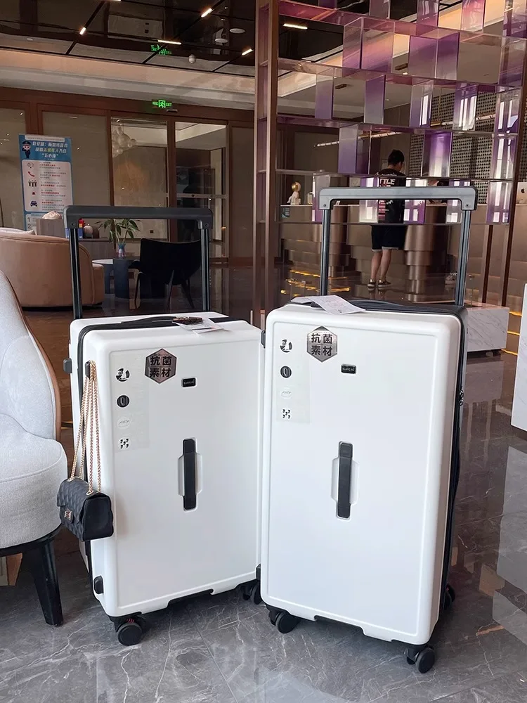 valise à cinq roues avec roues rotatives de frein, grande capacité, large poignée, valise à roulettes, vpn, version verde pc, 22 ", 28/36"