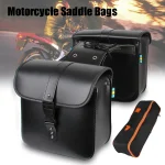 Sacs de selle de moto rétro, pochette mallette de rangement, valise de réservoir de bagages latéraux, sacs en cuir PU/PVC, accessoires de moto