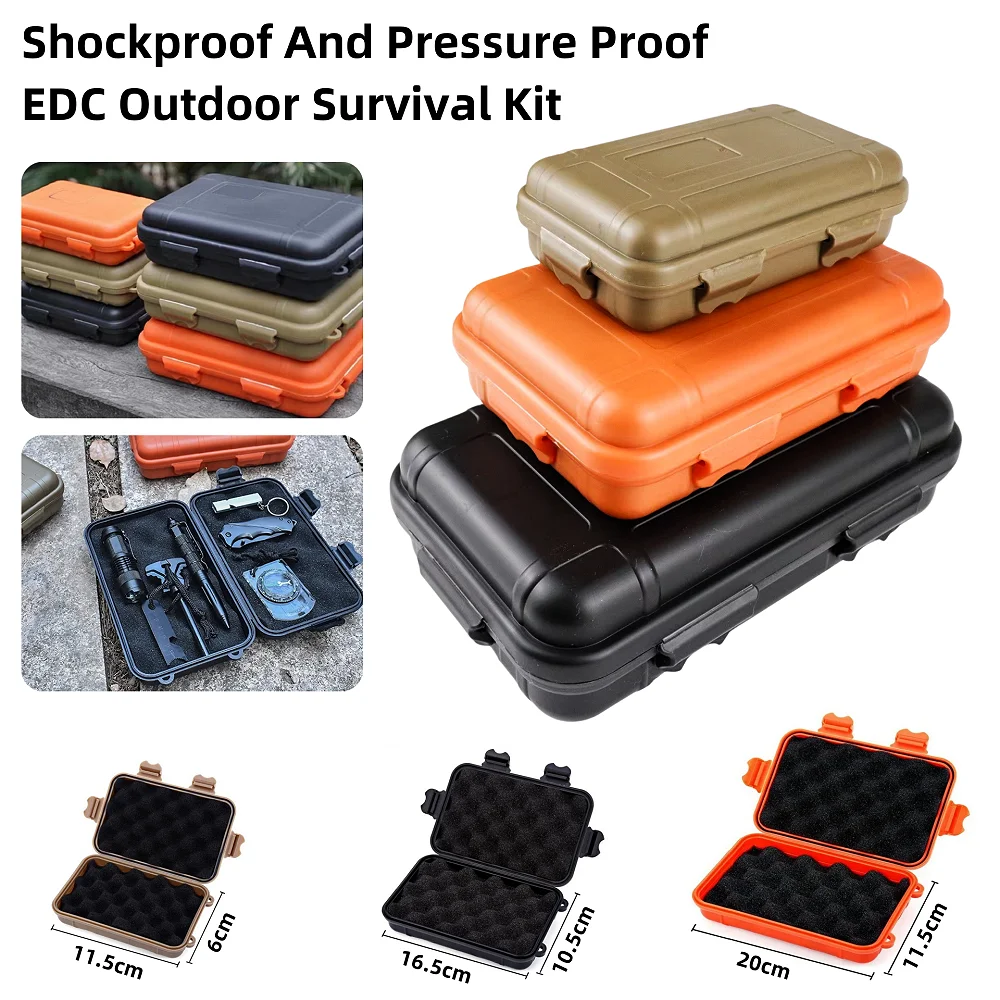 Boîte de survie scellée étanche en plastique, taille S/L/XXL, conteneur de Camping, boîte de rangement de voyage en plein air Boîte de survie scellée étanche en plastique, taille S/L/XXL, conteneur de Camping, boîte de rangement de voyage en plein air