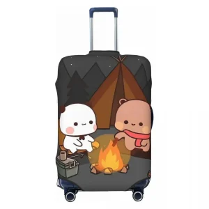 Housse de valise ours et Pa imprimé dessin animé Bubu Dudu, Protection utile pour les affaires, accessoires de bagages pour les vacances