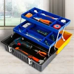 Boîte à outils pliante professionnelle, valise en plastique, atelier multifonction, boîte à outils de rangement de pièce extérieure épaissie, outils conseillers