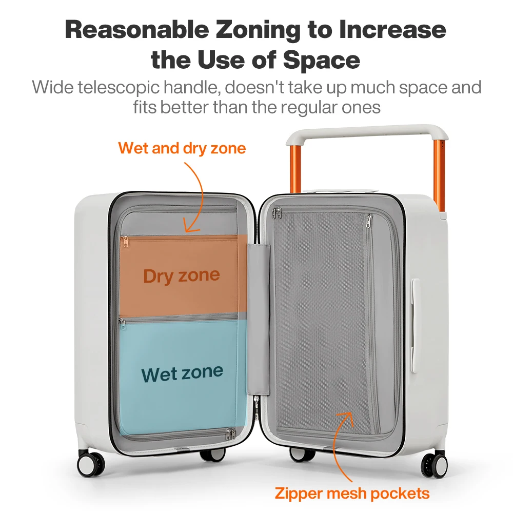 mixi valise grande capacité boîtier de chariot 26 pouces vérifié dans dur roues roulantes bagages large poignée valises de voyage m9276dh