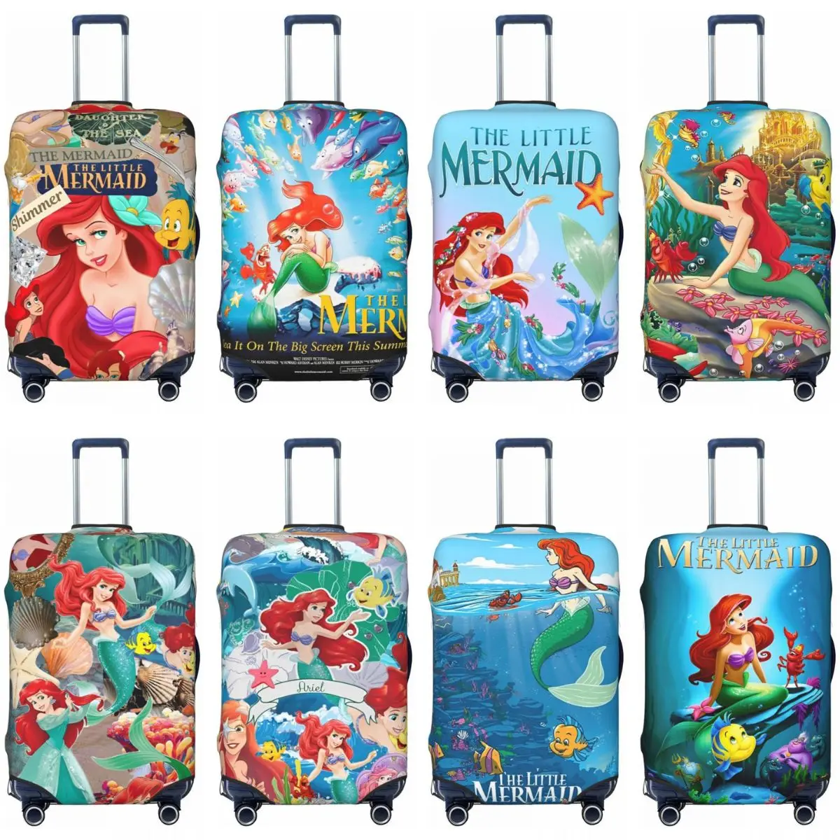 Juste de valise de dessin animé petite sirène Ariel, accessoires de bagages amusants de vol, protecteur d’affaires Juste de valise de dessin animé petite sirène Ariel, accessoires de bagages amusants de vol, protecteur d’affaires