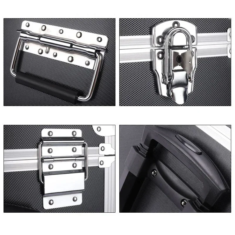 boîte à outils portable avec roues en aluminium, valise d'évaluation, grande mallette de vol rigide, outils de rangement, boîtes de transport professionnelles