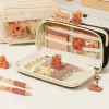 trousse à crayons en tissu mignon kawaii, grande capacité, capybara, fermeture éclair, sac pour enfants, pochette pour stylos, fournitures scolaires, cadeau