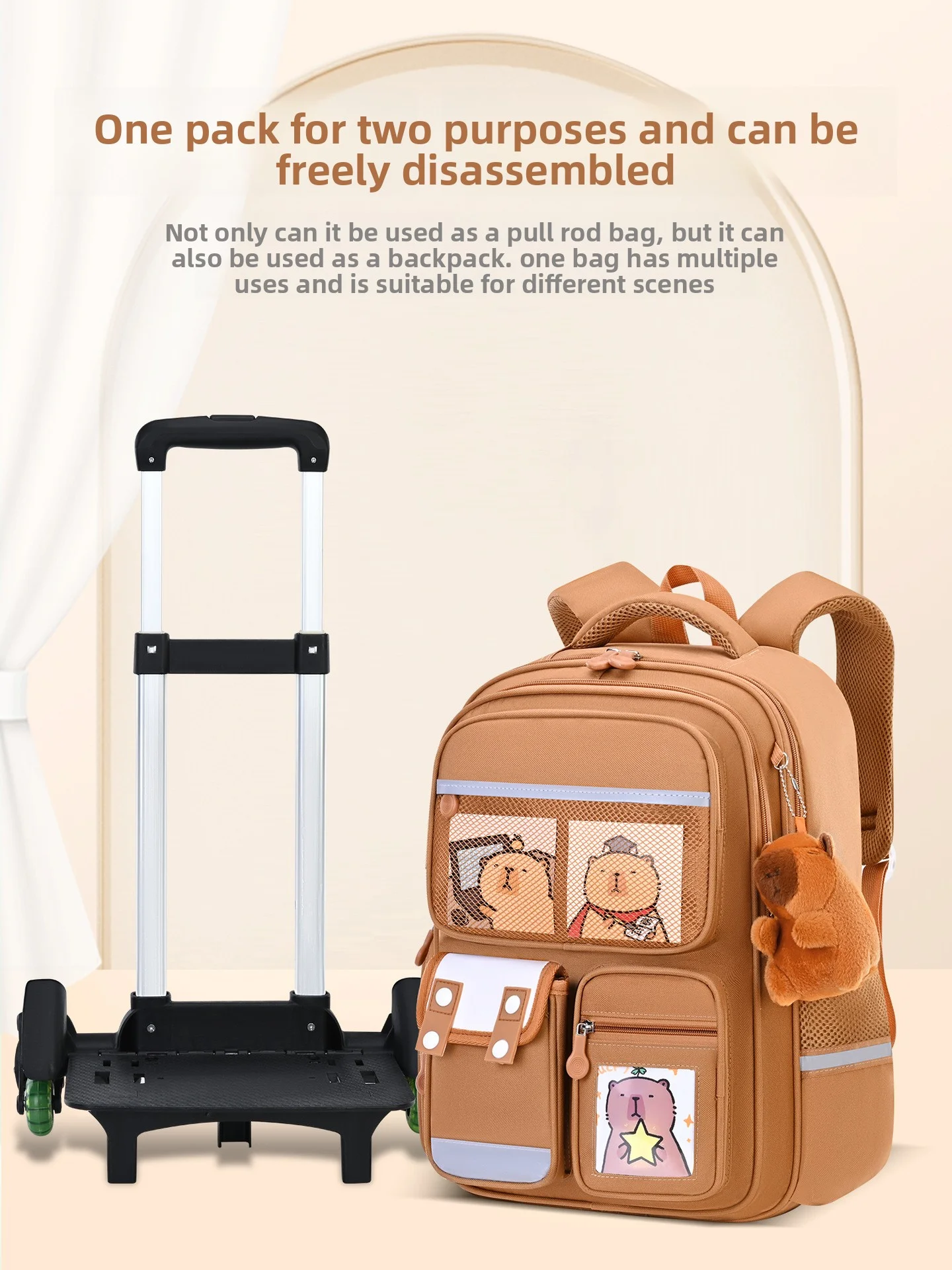 sac à dos d'école de dessin animé pour enfants, sacs à roulettes pour étudiants, sac à roulettes pour filles et garçons, cartable mignon à roulettes