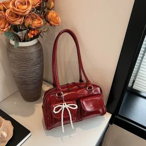 Sac rouge vin pour femmes, nouveau Design de Niche tendance 2025, sac à aisselles à une épaule, fourre-tout à main pour le travail et les déplacements, fourre-tout Paquete