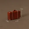 coffre à bagages en cuir beurre, boîte en bois vintage, accessoires de poupées, courses, meubles de maison, cadeau