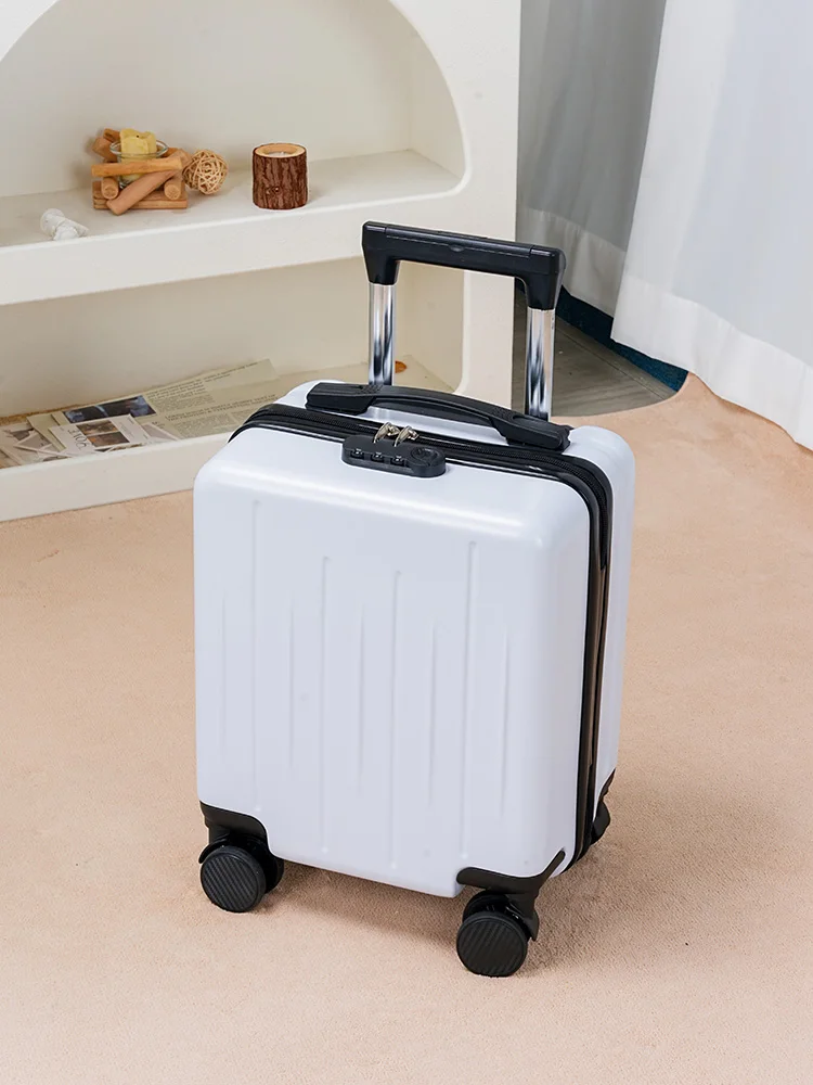 boîte à bagages à main de 14 pouces, valise de petite taille, roues pivotantes silencieuses simples et élégantes, adaptées aux hommes et aux femmes