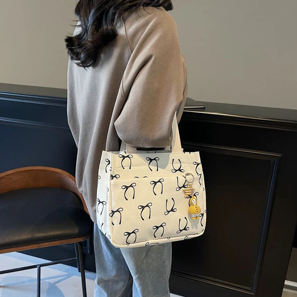 sac à main décontracté avec poignée, fourre tout imprimé nœud, sac hobo léger pour femmes, travail pique nique ou voyage