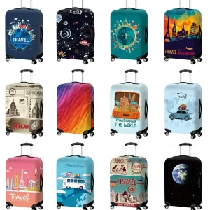 Housse élastique anti-poussière pour bagages de vacances, sac de protection avec roues universelles, coque extérieure de valise en cuir Housse élastique anti-poussière pour bagages de vacances, sac de protection avec roues universelles, coque extérieure de valise en cuir
